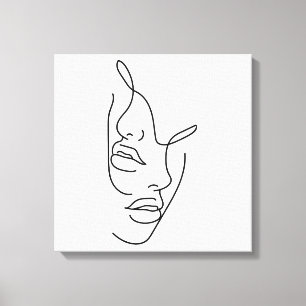 Faces Beauty Line Art Drawing Canvas Print