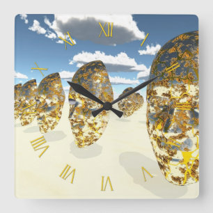 Faces in Surreal Scene Square Wall Clock