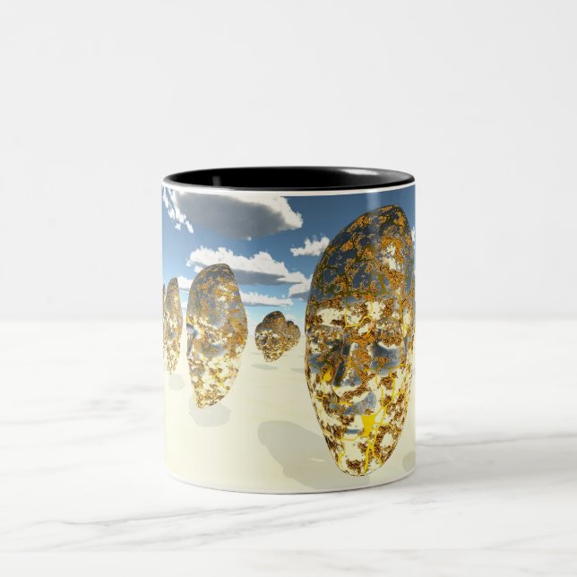 Faces in Surreal Scene Two-Tone Coffee Mug (Center)