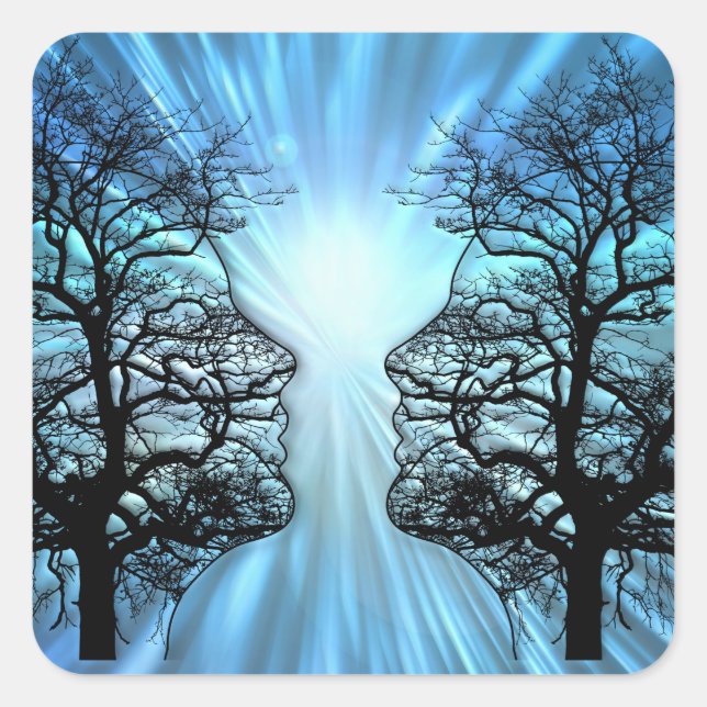 Faces in Trees Look Like Brain Nerves Square Sticker (Front)