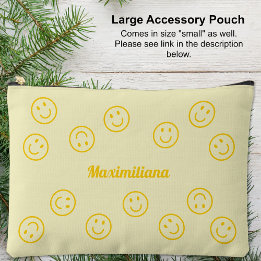 Faces Joyeuses - Jaune - LARGE Pochette Accessoire
