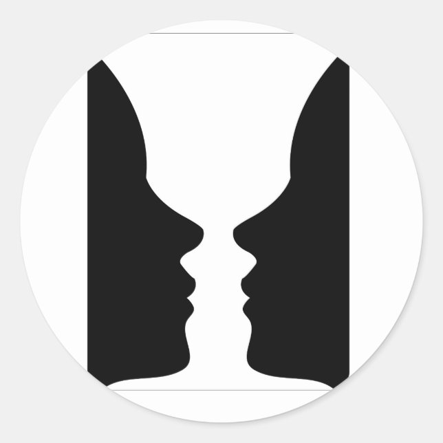 Faces or vase- illusion of two faces like a vase classic round sticker (Front)