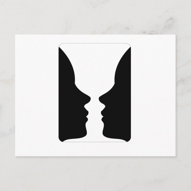 Faces or vase- illusion of two faces like a vase postcard (Front)