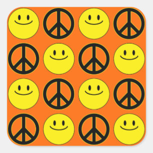 Faces & Peace Signs Square Sticker