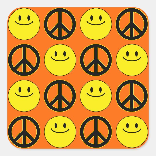 Faces & Peace Signs Square Sticker (Front)