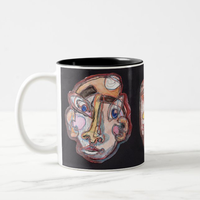 Faces Two-Tone Coffee Mug (Left)