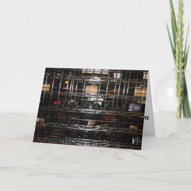 "FACES Wine Rack" Birthday Card (Front)