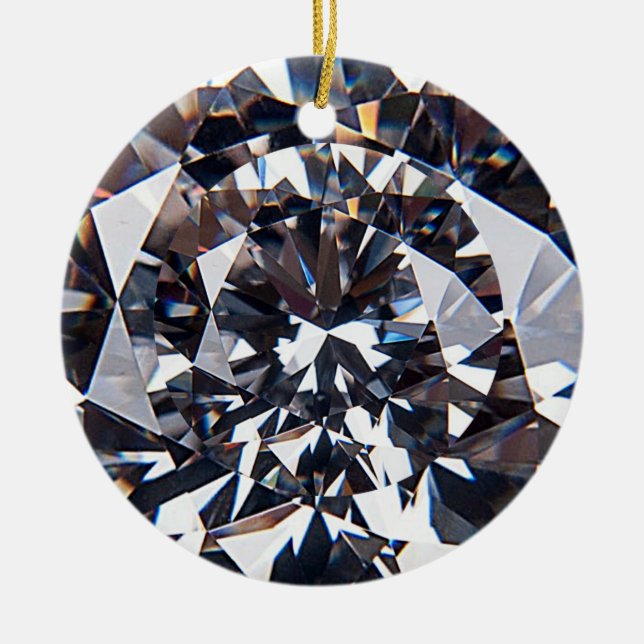 Faceted Elegant Diamond Gem Image Ceramic Ornament (Front)