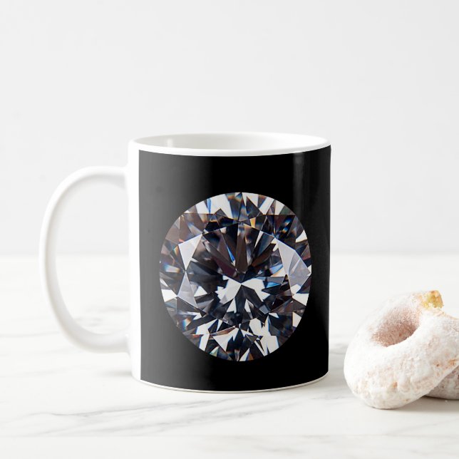 Faceted Elegant Diamond Gem Image Coffee Mug (With Donut)