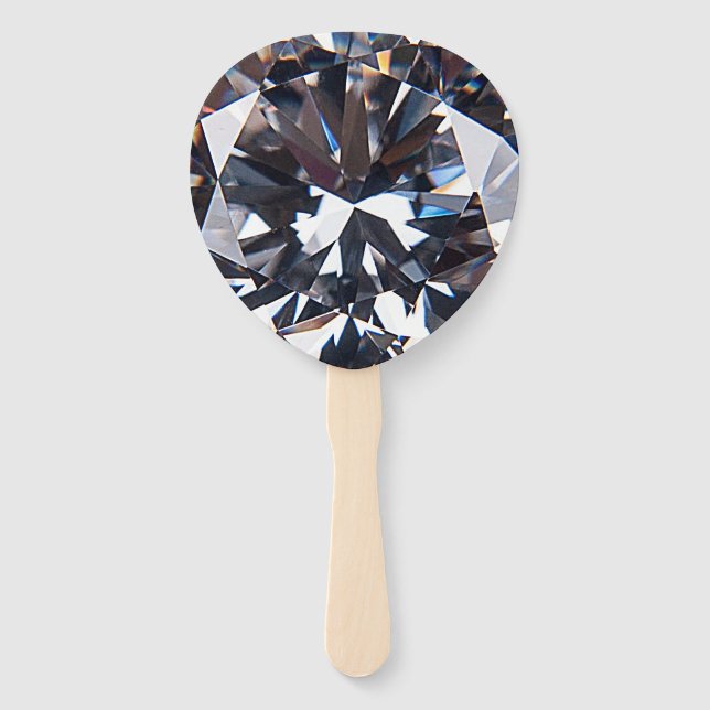 Faceted Elegant Diamond Gem Image Hand Fan (Front)