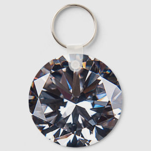 Faceted Elegant Diamond Gem Image Keychain