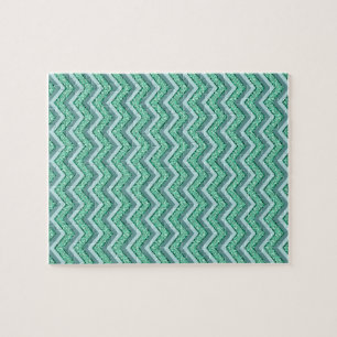Faceted Emerald Chevron Pattern Jigsaw Puzzle