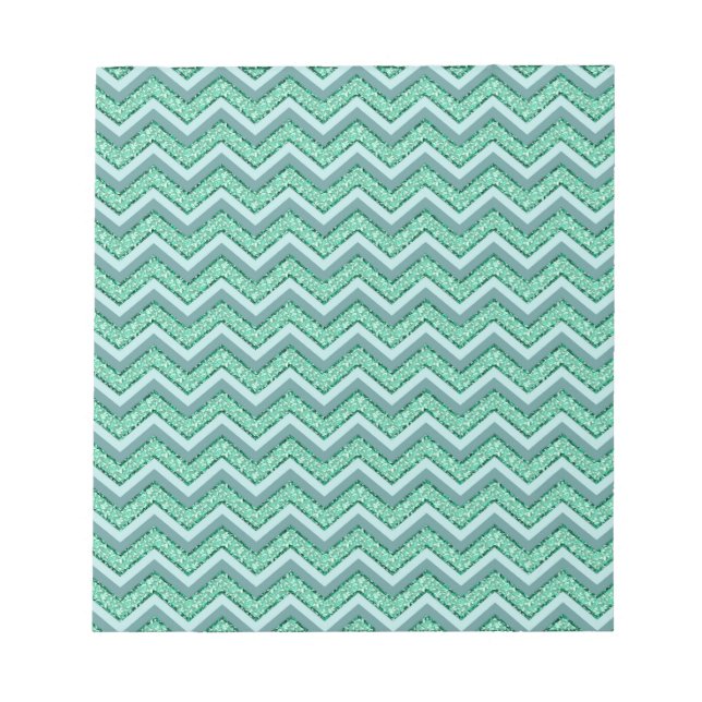 Faceted Emerald Chevron Pattern Notepad (Front)