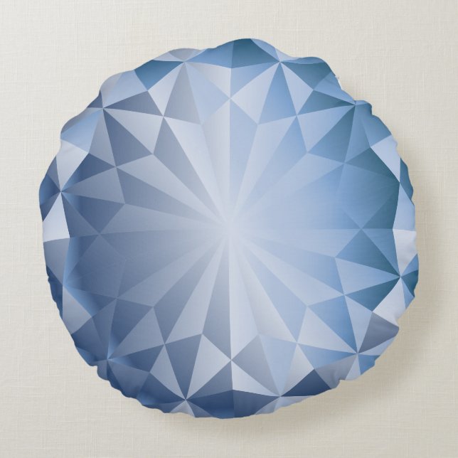 Faceted Gem Blue Ice Round Pillow (Back)