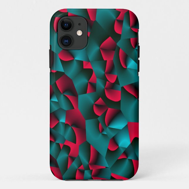 Faceted Red and Cyan Case-Mate iPhone Case (Back)