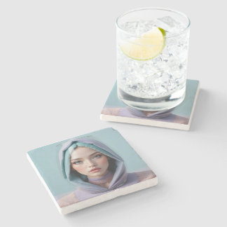 Faceted Sand Art Woman Stone Coaster