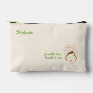 Facial Spa Day Beige Accessory Pouch