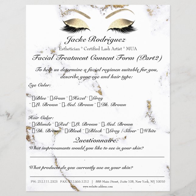 Facial Treatment Consent Form Marble Part 2b Flyer (Front)