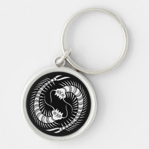 Facing Centipedes circle Keychain