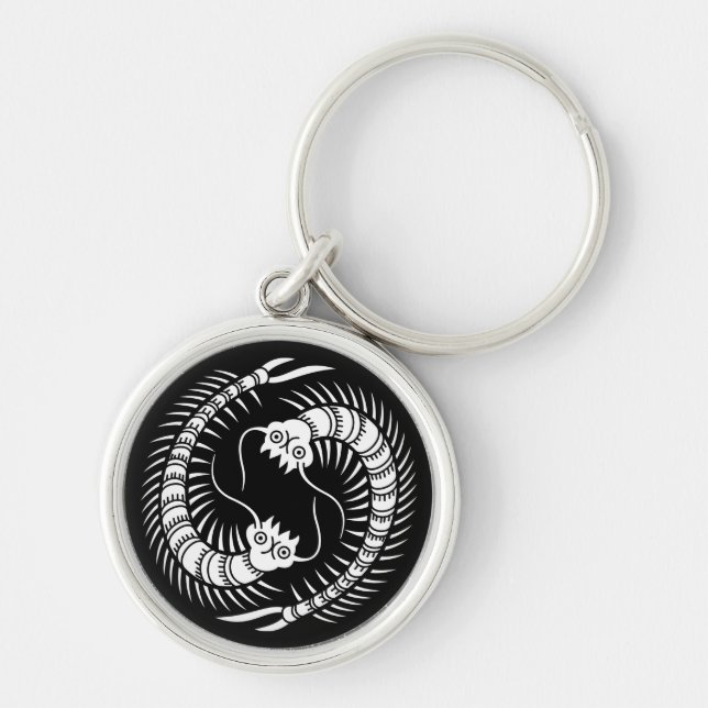 Facing Centipedes circle Keychain (Front)