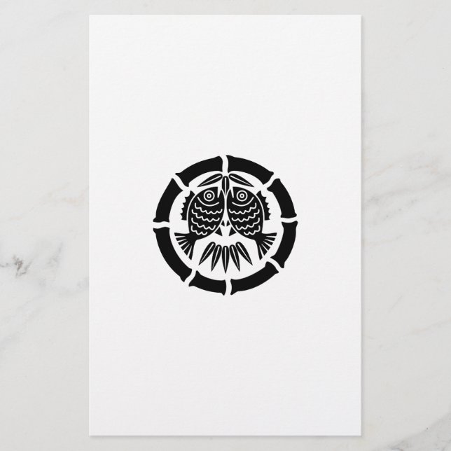Facing sea breams B in bamboo circle Stationery (Front)