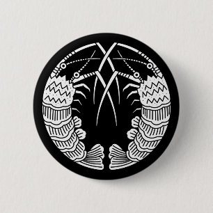 Facing spiny lobsters 2 inch round button