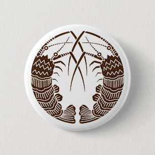 Facing spiny lobsters 2 inch round button