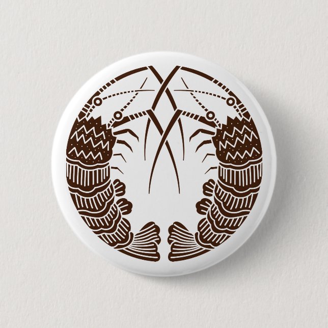 Facing spiny lobsters 2 inch round button (Front)