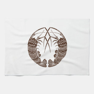 Facing spiny lobsters kitchen towel