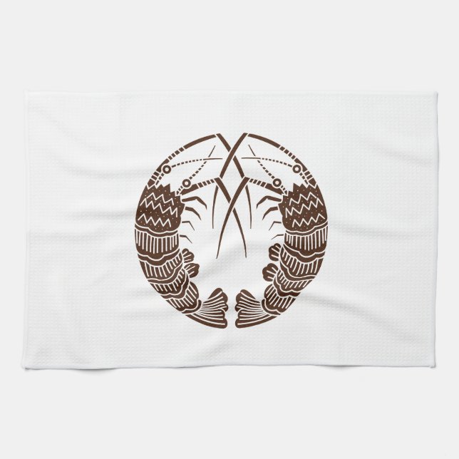 Facing spiny lobsters kitchen towel (Horizontal)