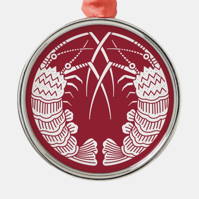 Facing spiny lobsters metal ornament (Front)