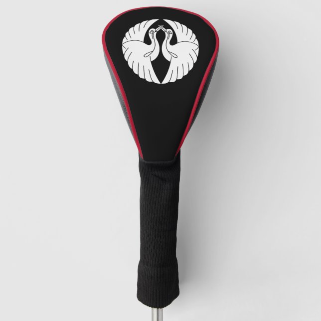 Facing white cranes golf head cover (Front)