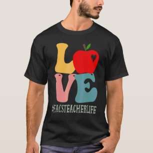 Facs Teacher Love Apple Groovy Retro Cute Back To T-Shirt