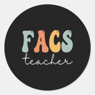 FACS Teacher Retro Groovy Vintage Happy First Day Classic Round Sticker