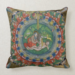 Facsimile copy of Genesis 2:22 God created Eve, fr Throw Pillow