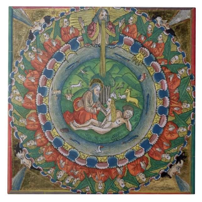 Facsimile copy of Genesis 2:22 God created Eve, fr Tile (Front)