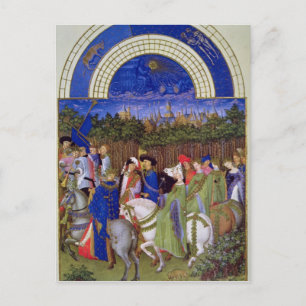 Facsimile of May: Courtly Figures on Horseback Postcard