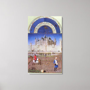 Facsimile of October: sowing the winter grain Canvas Print