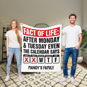 Fact of Life Calendar Says WTF Humour Fleece Blanket