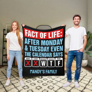 Fact of Life Calendar Says WTF Humour Fleece Blanket