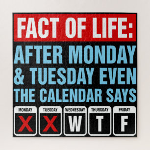Fact of Life Calendar Says WTF Humour Jigsaw Puzzle