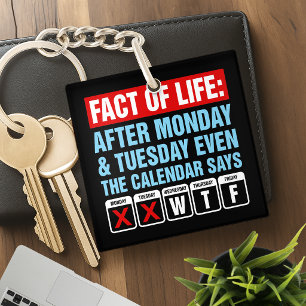 Fact of Life Calendar Says WTF Humour Keychain