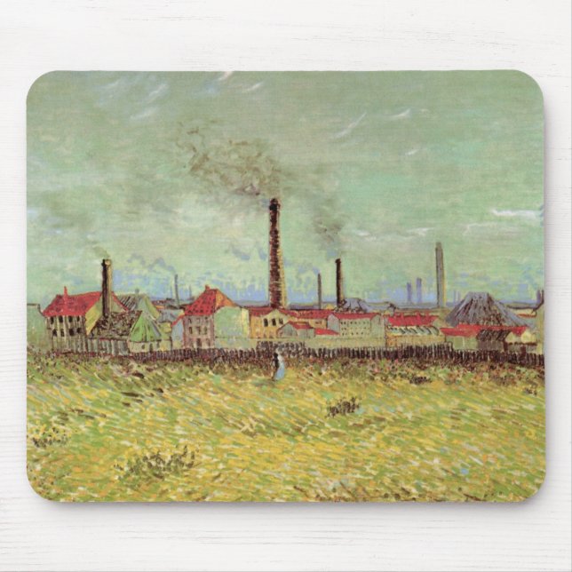 Factories at Asnieres by Vincent van Gogh Mouse Pad (Front)
