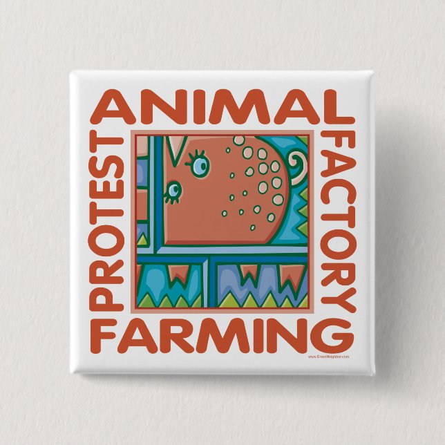 Factory Farming 2 Inch Square Button (Front)