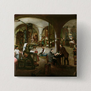 Factory in the Rue d'Aubagne, 1861 2 Inch Square Button