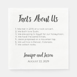 Facts About Us Fun Wedding Napkins 