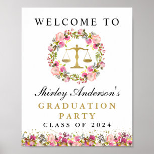 Faculté de droit Pink Floral Affiche de bienvenue