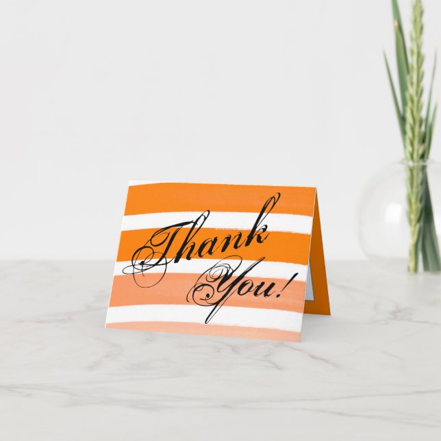 Fad de ligne orange Ombre Bande Carte de remerciem (Devant)