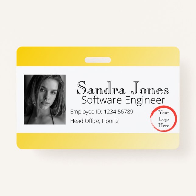 Fade Bright Yellow ID Card (Horizontal) Badge (Front)