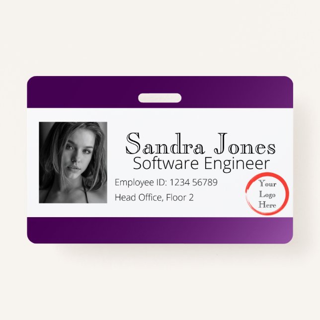 Fade Dark Purple ID Card (Horizontal) Badge (Front)